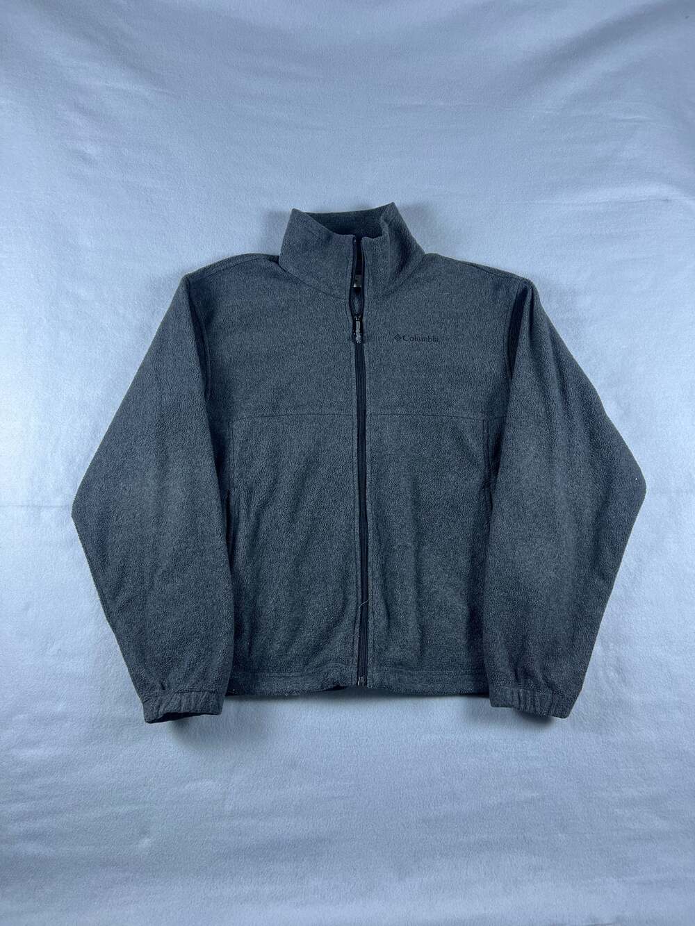 Columbia Steens Mountain Fleece Jacket Mens M Charcoal Grey Mock Neck Outdoor